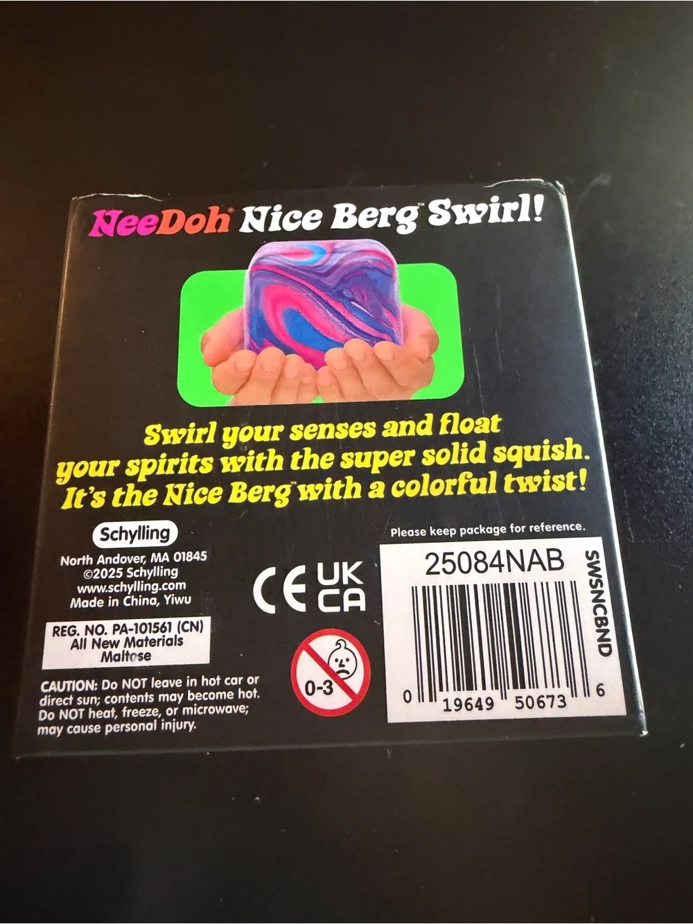 New Nee Doh Nice Berg Swirl Jumbo Cube Black Pink Purple Super Solid Squishy Toy